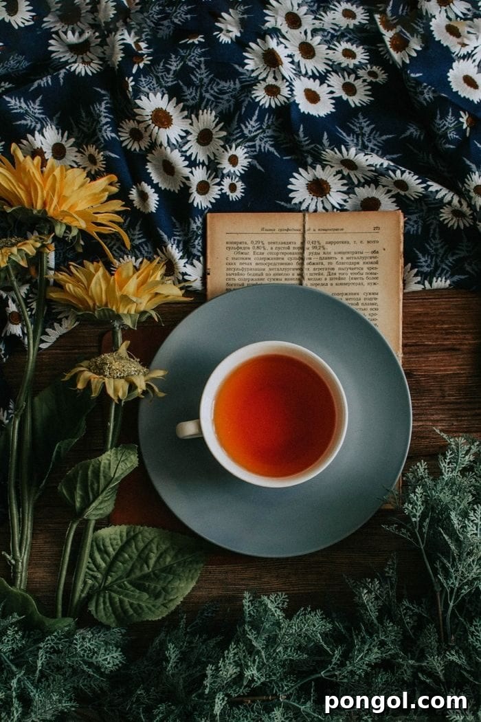 Reishi: The Immortal Mushroom Uncovered 4 overhead shot of a cup of red reishi tea surrounded with some medicinal herbs and an opened book on the side