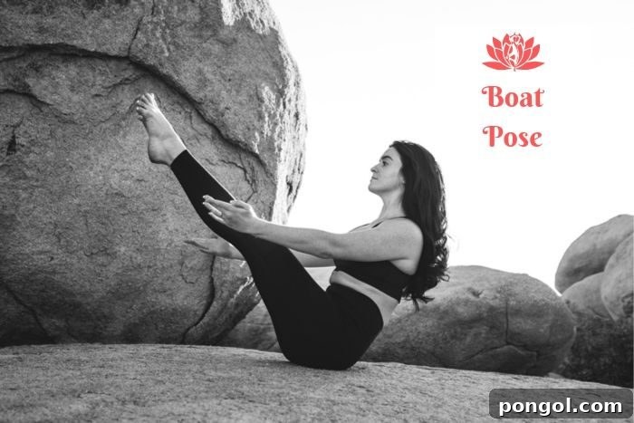 Effortless Detox: 8 Yoga Poses to Cleanse Your System 8 a woman on a rock holding the yoga boat pose