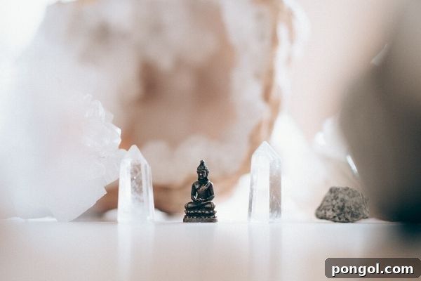 Quick Calm for Holiday Chaos 6 a little bronze buddha statue between to crystals