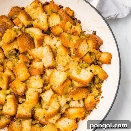 Gluten free bred stuffing on a white plate