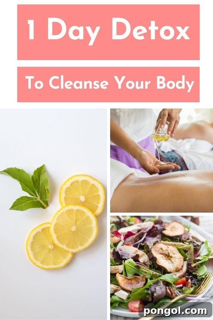 A collage showcasing various natural elements for a body cleanse, including fresh fruits, vegetables, and detox drinks, symbolizing different ways to quickly detox your body.