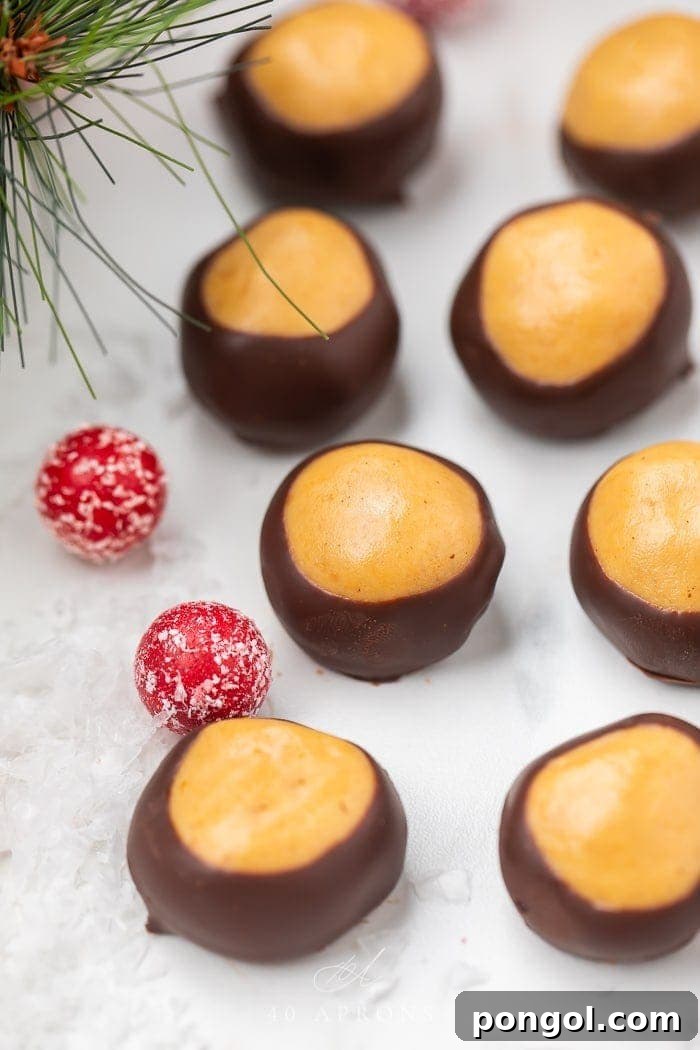 Keto Buckeyes 2 Ready-to-eat Keto Buckeyes, featuring creamy peanut butter balls coated in sugar-free chocolate, perfect for holidays and low-carb diets.