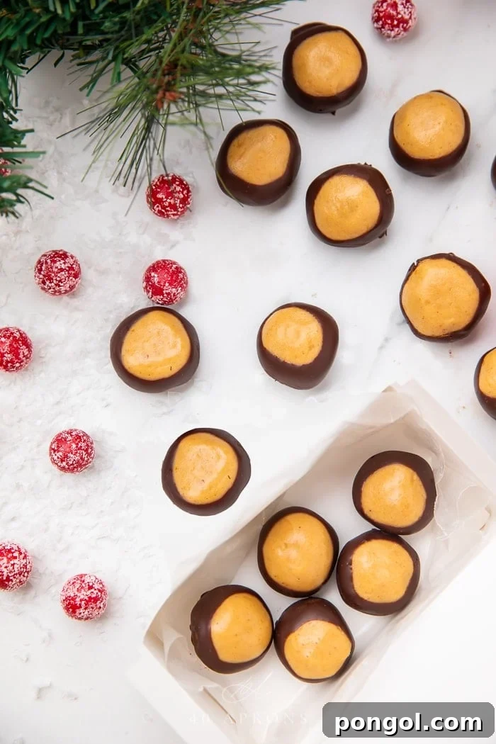 Keto Buckeyes 4 A small platter of Keto Buckeyes with their signature chocolate-dipped, peanut butter center, ready for serving.