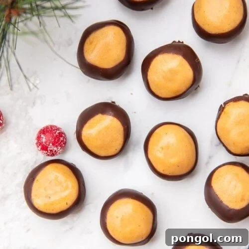 Keto Buckeyes dipped in chocolate, a delicious low-carb treat.