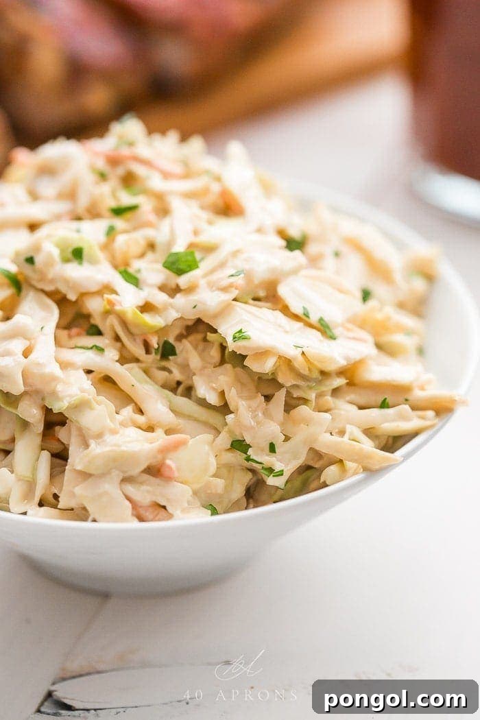 Healthy coleslaw in a white bowl