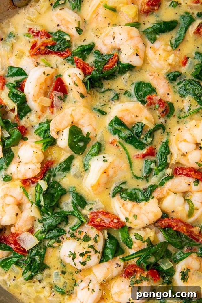 Healthy Whole30 Paleo Tuscan Shrimp 3 Close up of Tuscan shrimp ready to be served