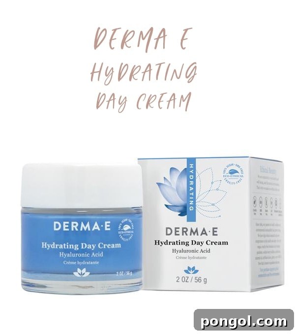 A container of Derma E Hydrating Day Cream, a clean beauty staple for post-workout skincare.