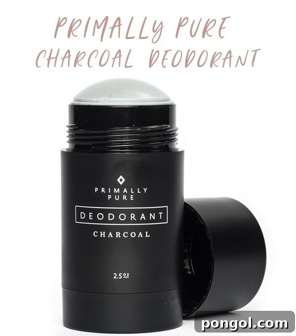 Primally Pure Charcoal Deodorant, a natural and effective clean beauty essential for post-gym freshness.