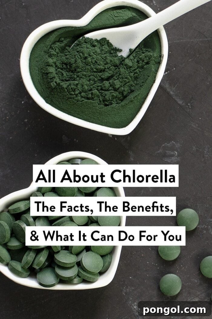 Chlorella: The Definitive Resource 2 Chlorella, a nutrient-rich superfood, presented in two heart-shaped bowls, symbolizing health and wellness.
