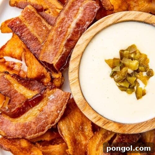 Keto Bacon Crunch 6 Crispy homemade bacon chips, a perfect keto snack for dipping into guacamole or other low-carb sauces.