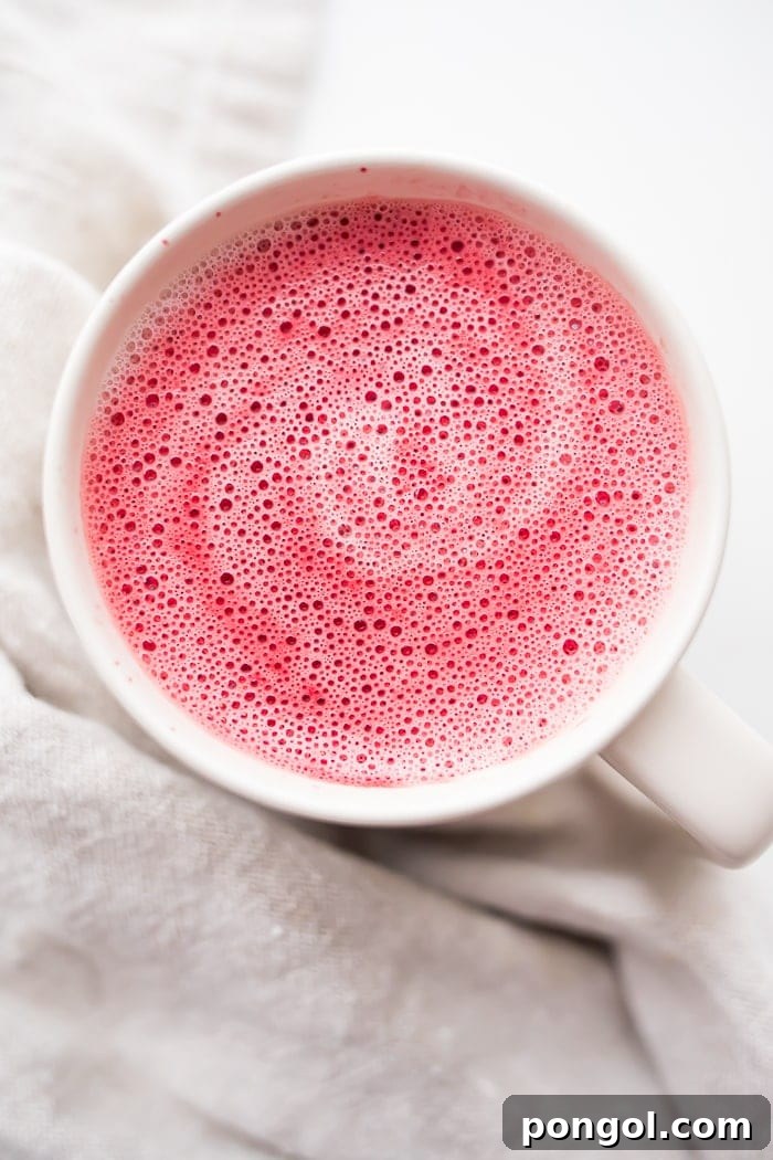 Close up of pink latte