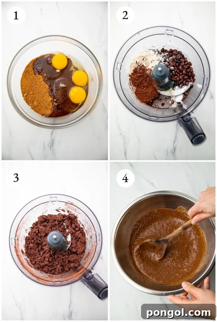 Detailed instructions for making black bean brownies, highlighting key steps and tips for success.