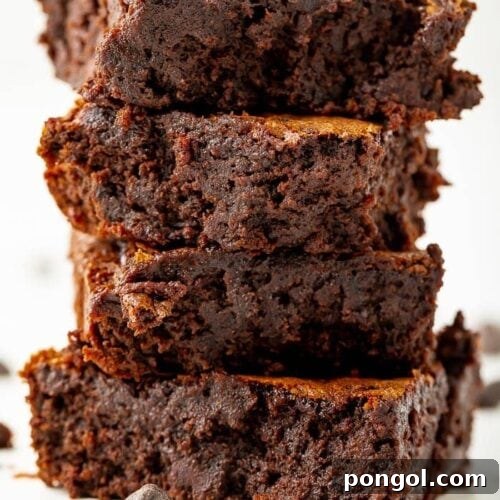 Stack of four delicious black bean brownies