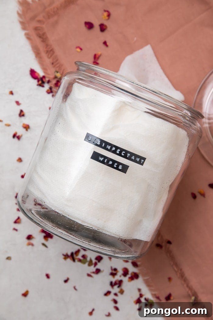 Homemade disinfectant wipes in a jar