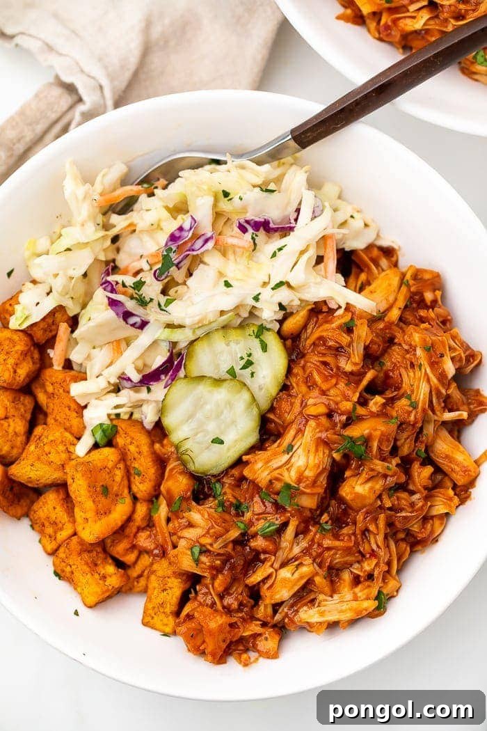 27 Sweet Potato Delights 28 Flavorful BBQ Jackfruit Bowls with roasted sweet potato and slaw