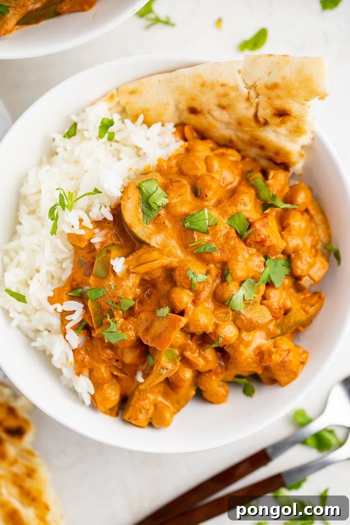 Bowl of chickpea tikka masala