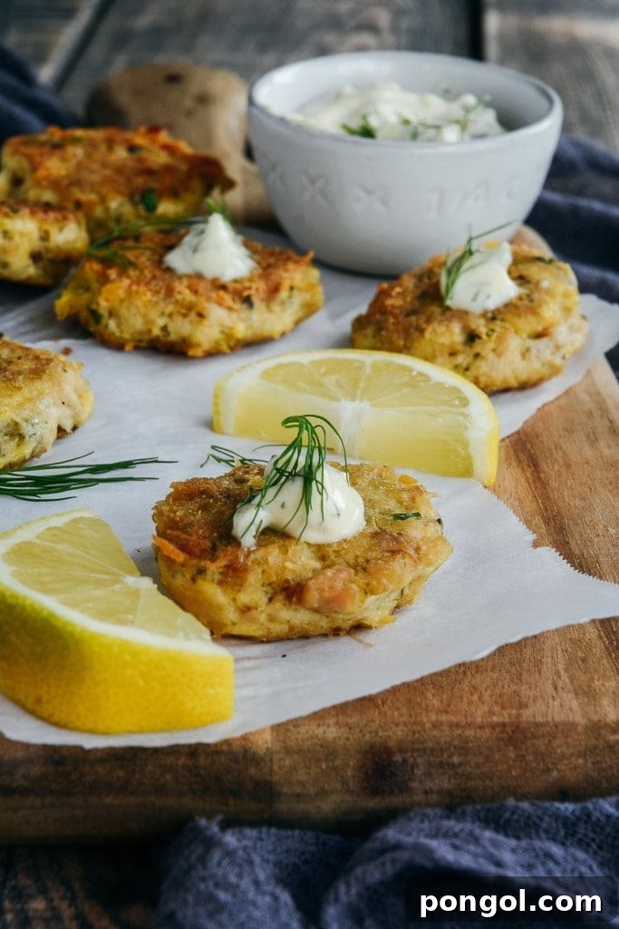 Dill Tuna and Chickpea Appetizer Bites with Lemon Caper Mayo, served on a platter.