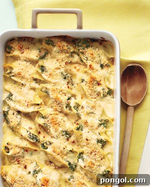 Creamy Shells with Tuna and Spinach, a comforting pasta dish.