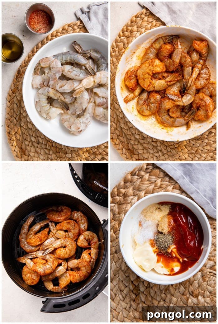 Instructions for air fryer shrimp with comeback sauce