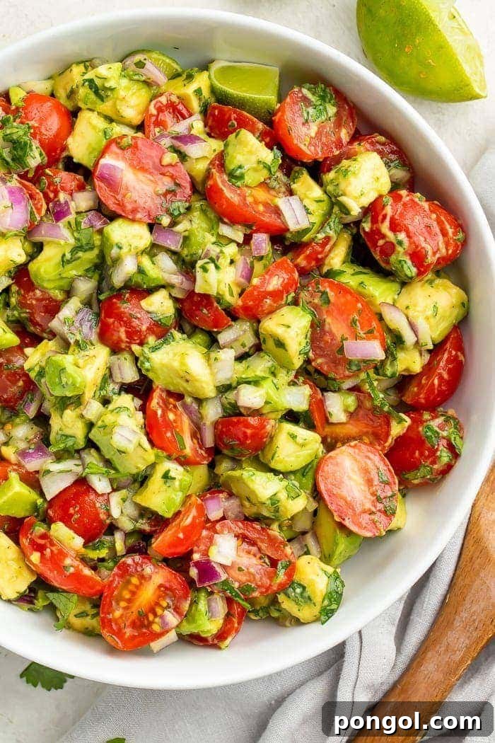 Vibrant Avocado Salad ready to be served