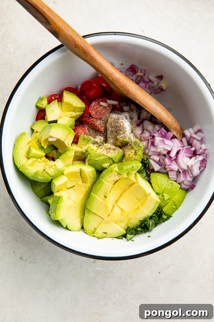 Avocado salad prepared in a bowl