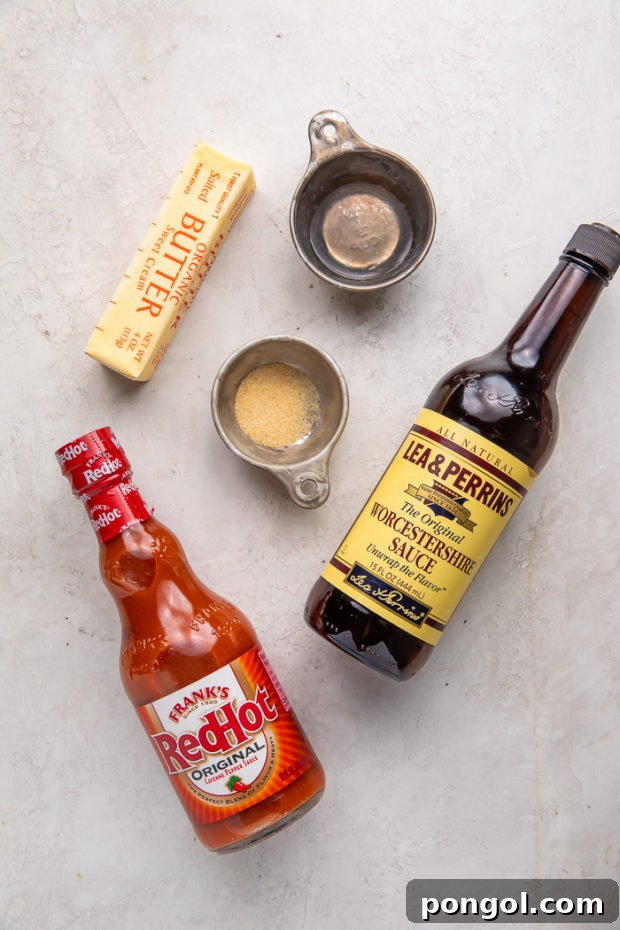 Ingredients for buffalo sauce in a pot before heating.