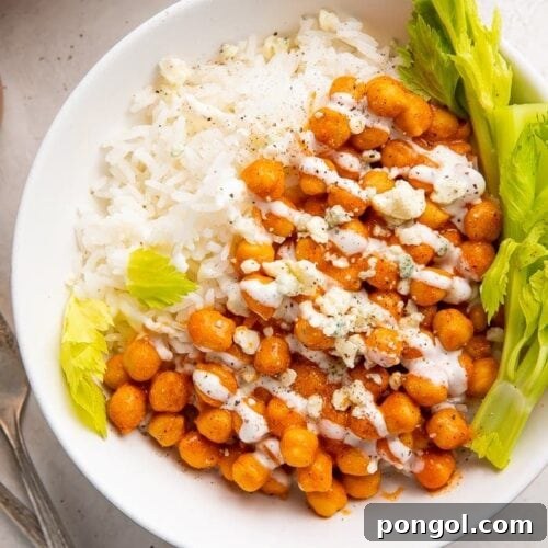 Fired Up Buffalo Chickpea Bowl 5 Buffalo Chickpea Bowl, a hearty vegetarian meal