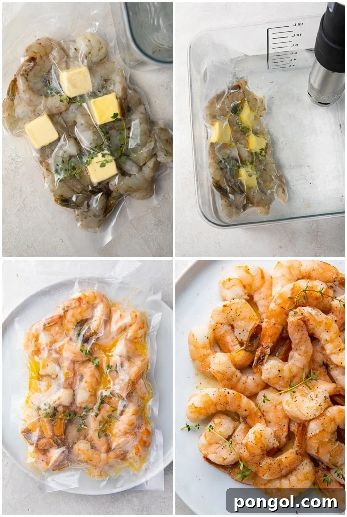 Instructions for sous vide shrimp