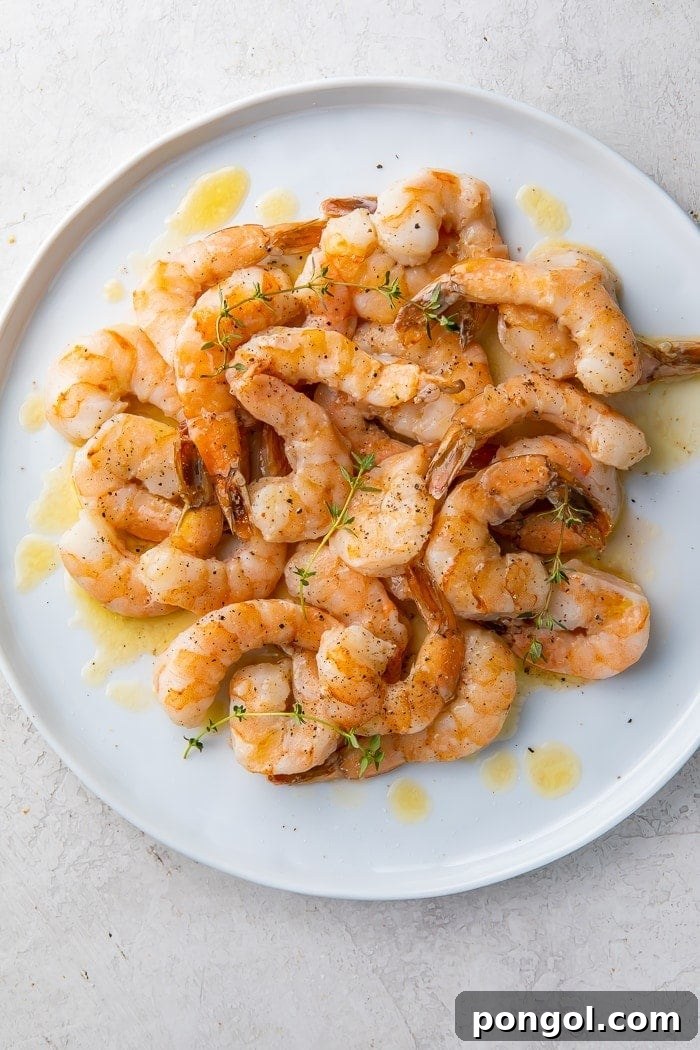 Sous vide shrimp on a plate