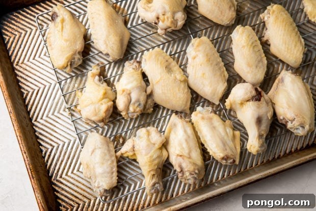 Wings on a baking rack