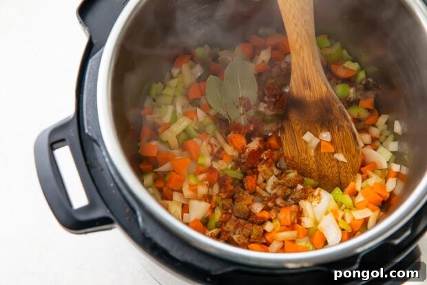 Vegetables and seasoning in Instant Pot
