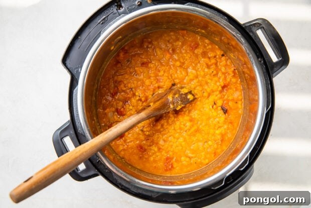 Instant Pot lentil soup in Instant Pot