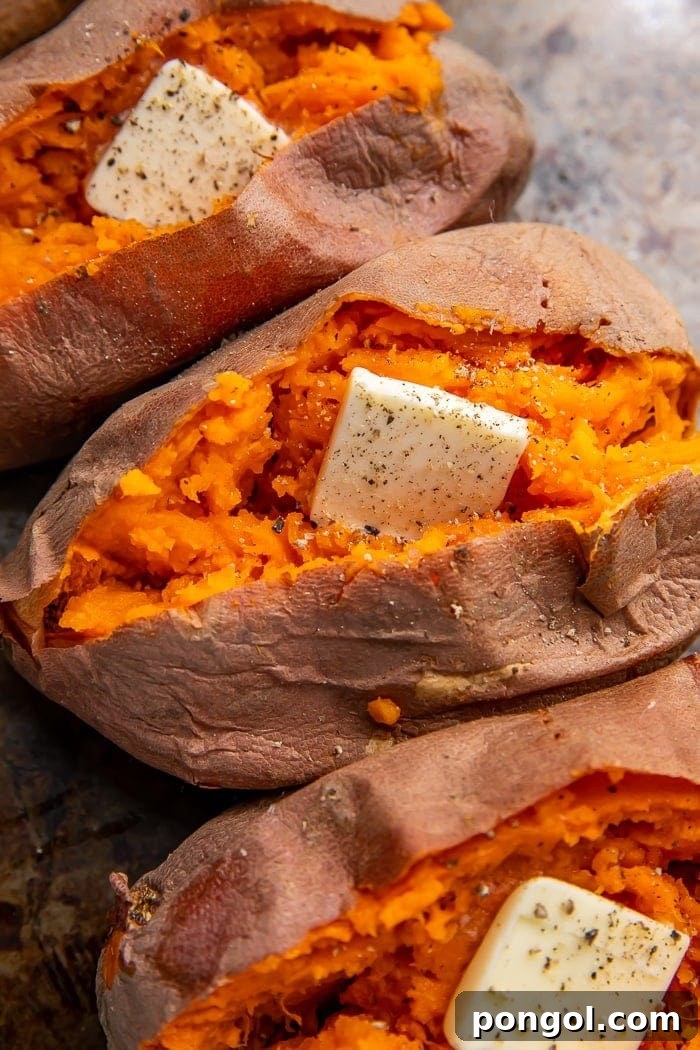 Microwave sweet potatoes with butter and seasonings