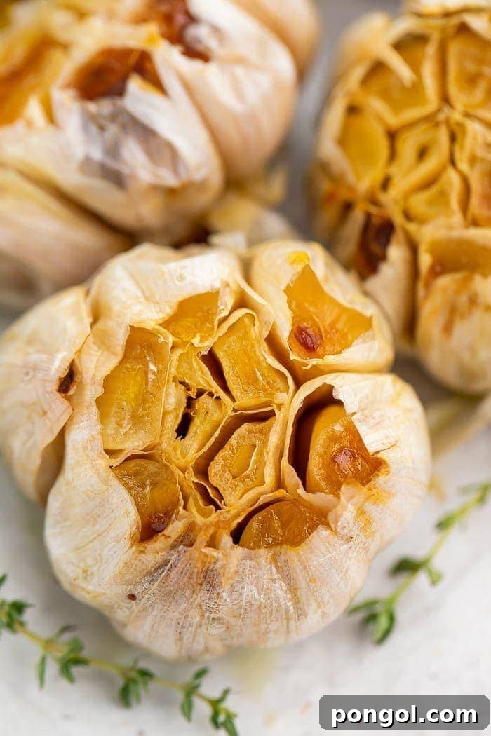 Mastering the Art of Roasting Garlic 2 Close-up of roasted garlic on a sheet of aluminum foil