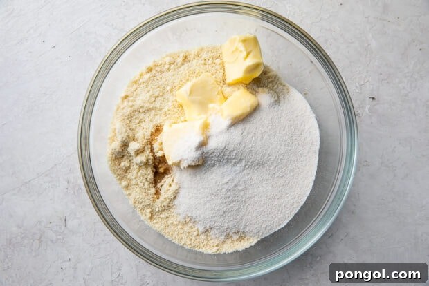 Mixing ingredients for keto shortbread cookies