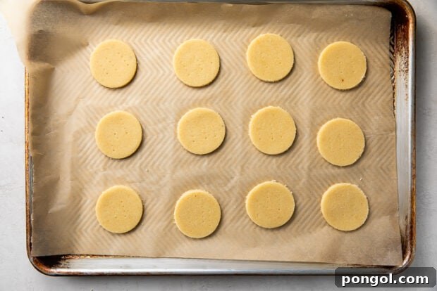 Keto shortbread cookies on a baking sheet