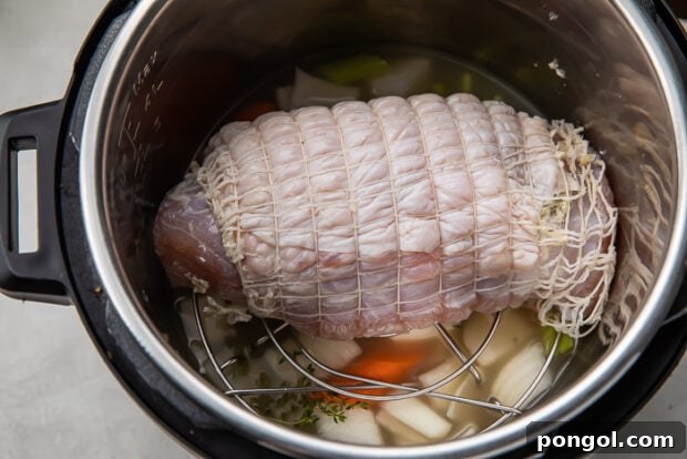 Instant Pot with turkey breast cooking