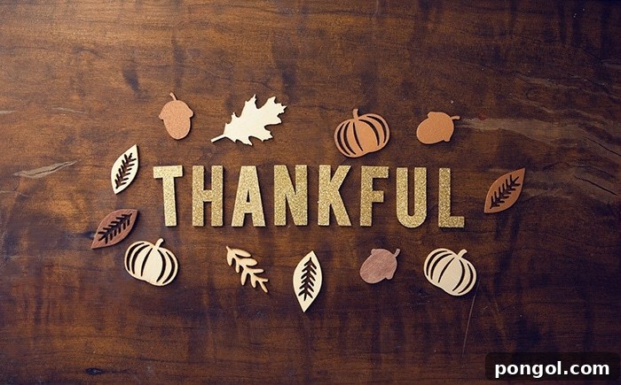 The word 'Thankful' spelled out in cut-out letters on a rustic wooden table, embodying the spirit of Thanksgiving
