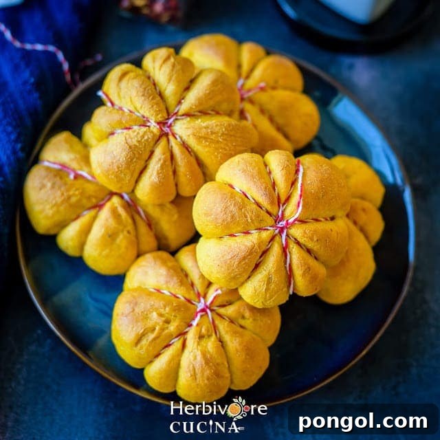 Stress-Free Thanksgiving: 19 Instant Pot Dishes 17 A plate of freshly baked No-Knead Instant Pot pumpkin rolls, showcasing their soft texture and festive autumn color, perfect for the holiday season.