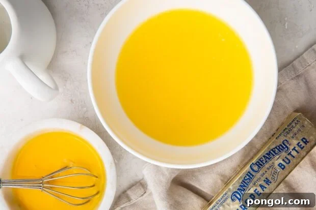 Quick Microwave Hollandaise 3 Butter melting in a glass bowl in the microwave