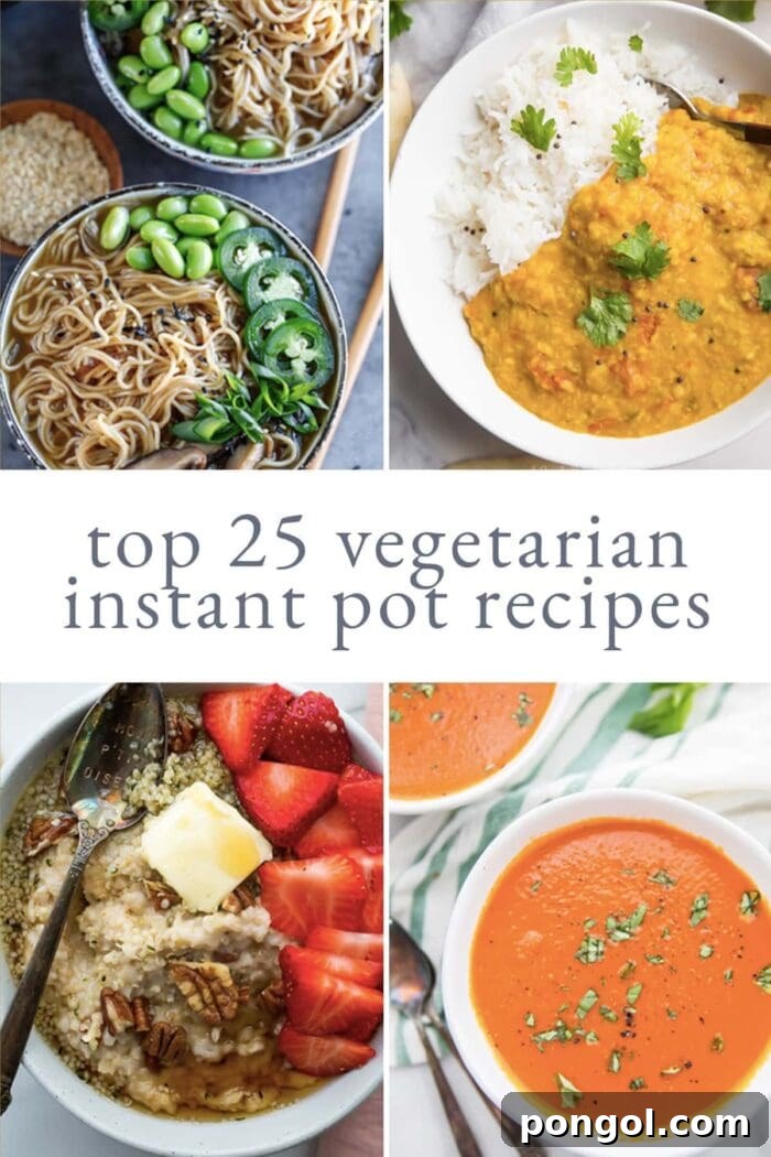 4 photo graphic highlighting the best vegetarian instant pot recipes