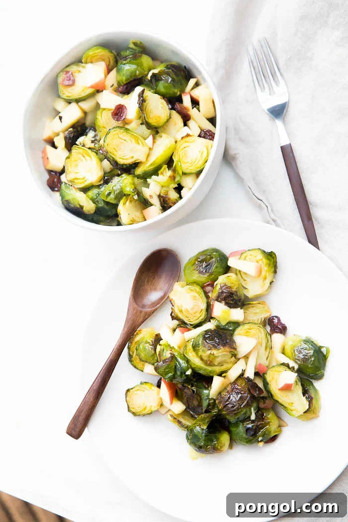 New Year, New You: 65 Satisfying Whole30 Meals 19 A refreshing and crunchy Whole30 Brussels sprouts salad with cranberries and apples.