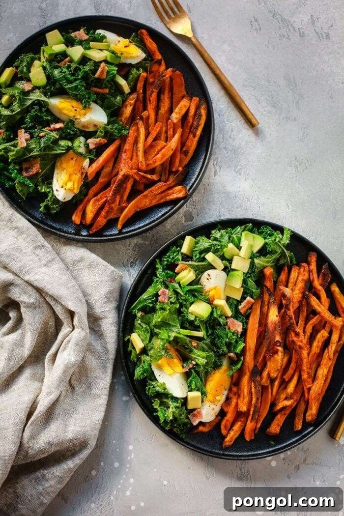 New Year, New You: 65 Satisfying Whole30 Meals 21 A hearty Whole30 kale salad topped with crispy sweet potato pieces.