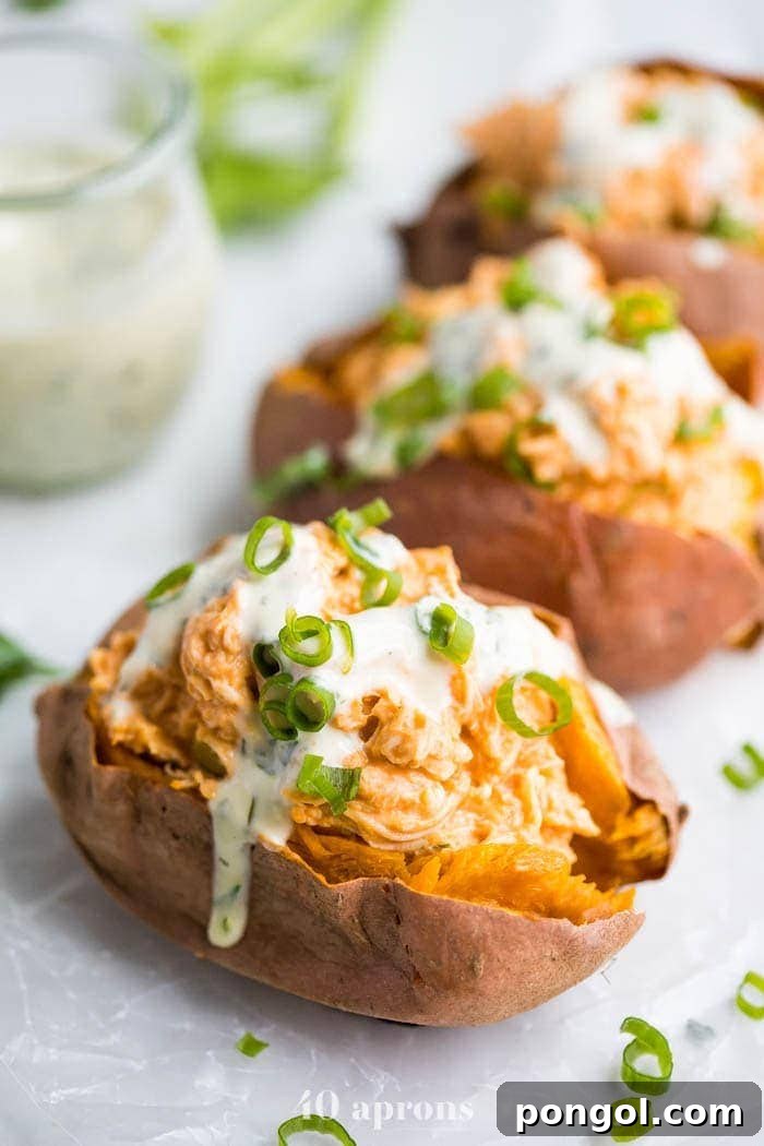 New Year, New You: 65 Satisfying Whole30 Meals 42 Sweet potatoes perfectly stuffed with savory Whole30 buffalo chicken.
