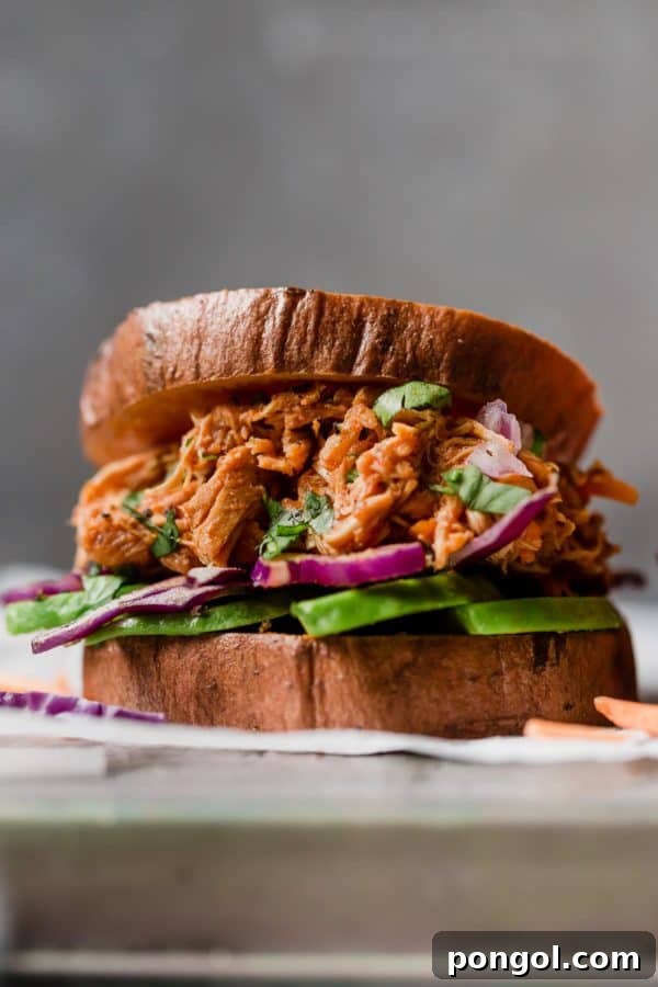 New Year, New You: 65 Satisfying Whole30 Meals 43 Slow cooker pulled chicken served on sweet potato buns, a clever and compliant twist.