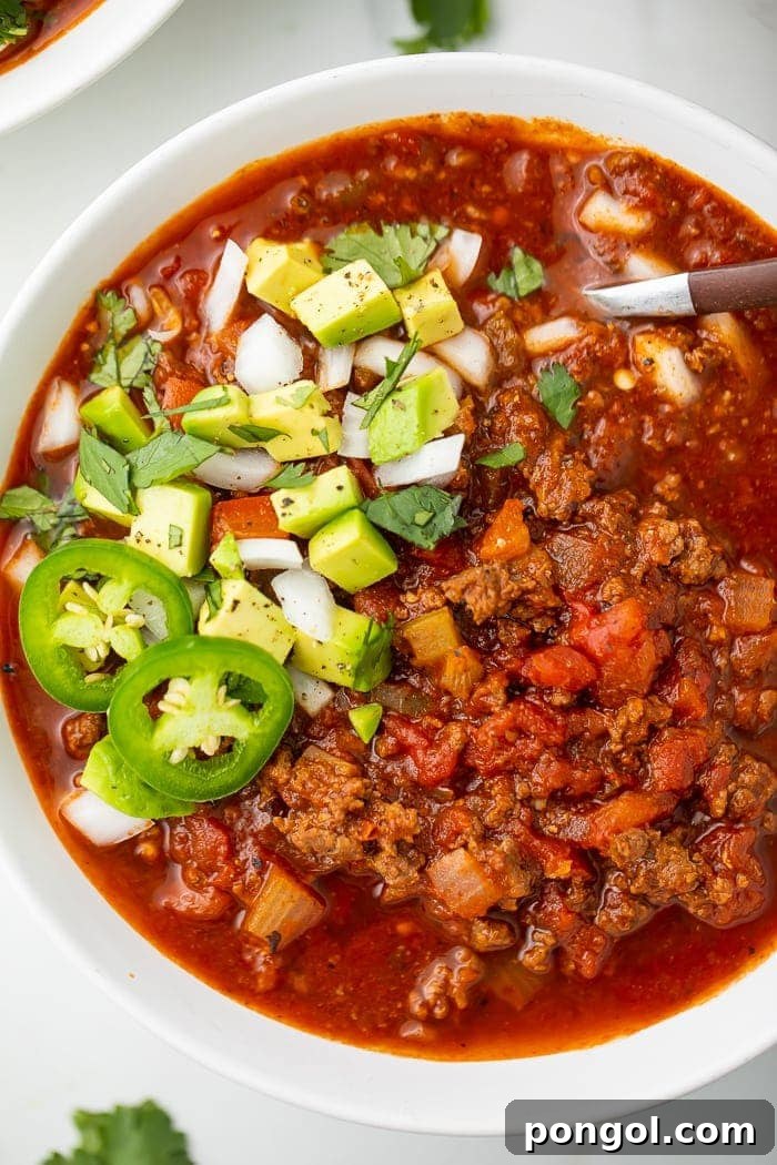 New Year, New You: 65 Satisfying Whole30 Meals 7 A hearty bowl of classic Whole30 chili, perfect for a satisfying meal.