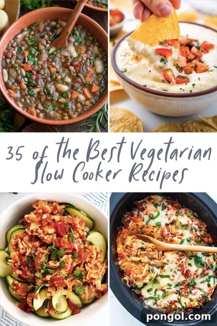 Graphic for 35 vegetarian slow cooker recipes