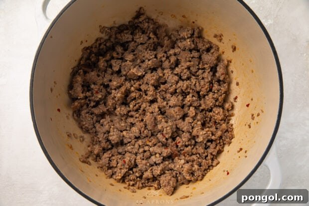 Italian sausage in a dutch oven