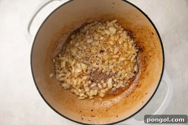 Onion in bacon fat in a dutch oven