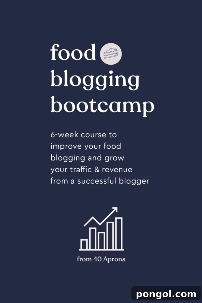 Food blogging bootcamp feature graphic with no images, showcasing a dynamic and modern design suitable for aspiring food bloggers.
